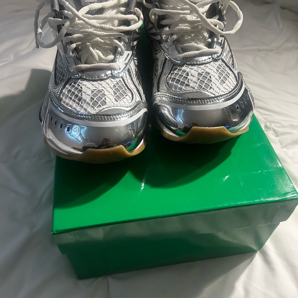 Bottega Veneta Metallic Silver Sneakers